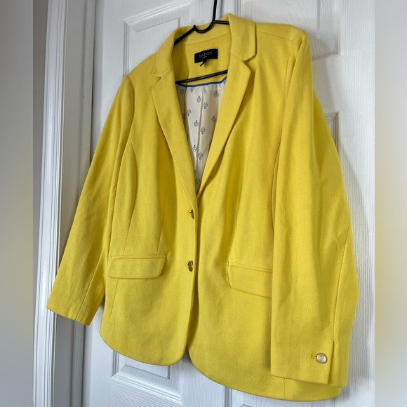 Talbots Aberdeen knit pique yellow academic blazer women’s size 14W - Picture 8 of 8